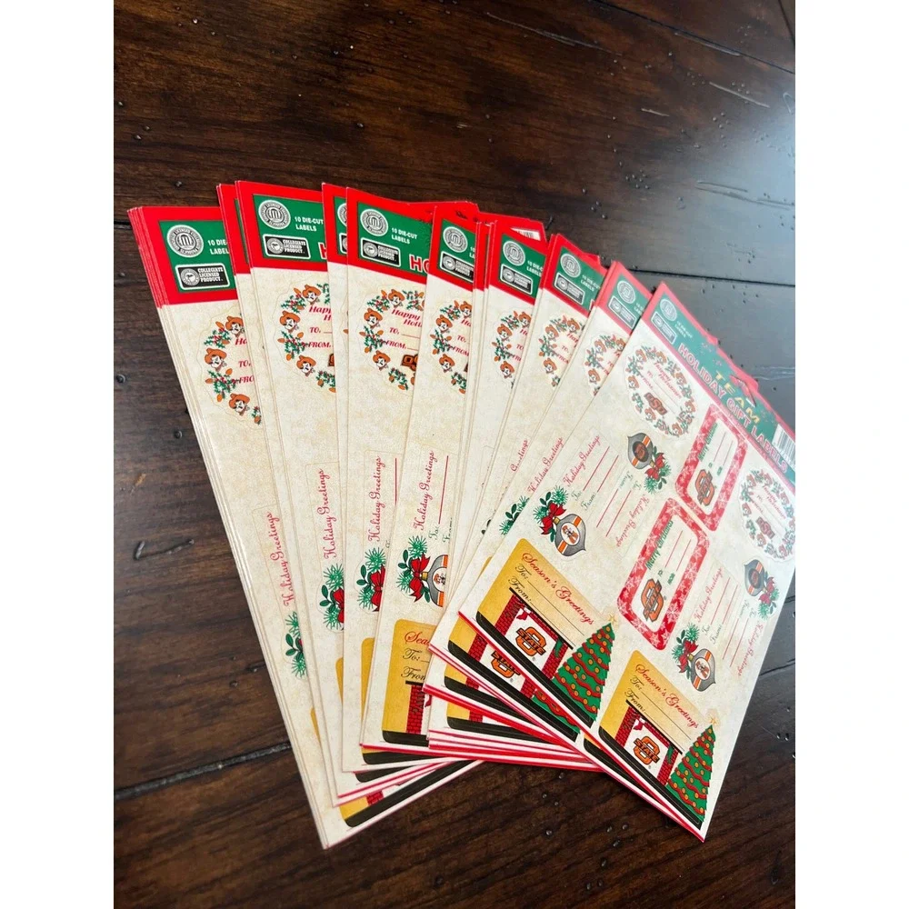 Oklahoma State‎ University OSU Christmas Gift Labels Orange Holiday 240 Vintage